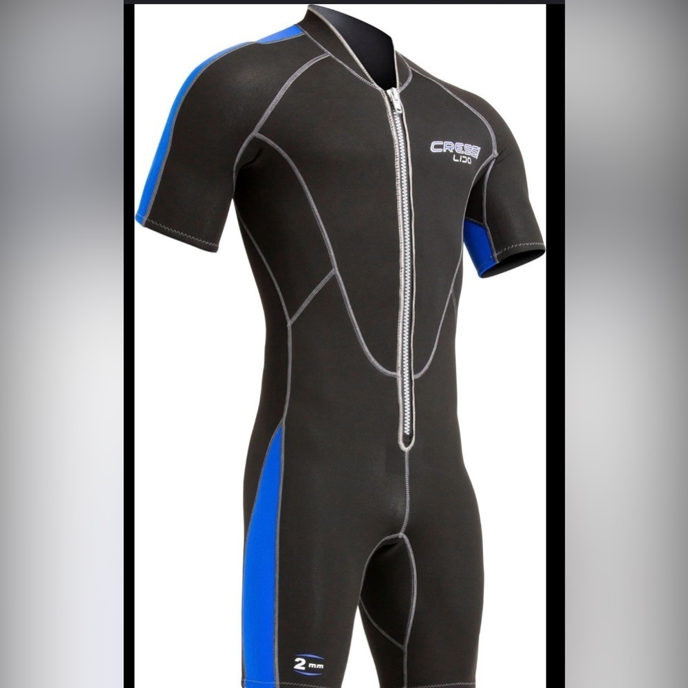 Cressi Lido 2mm shorty wetsuit in black and blue.  size XS 1 youth activewear